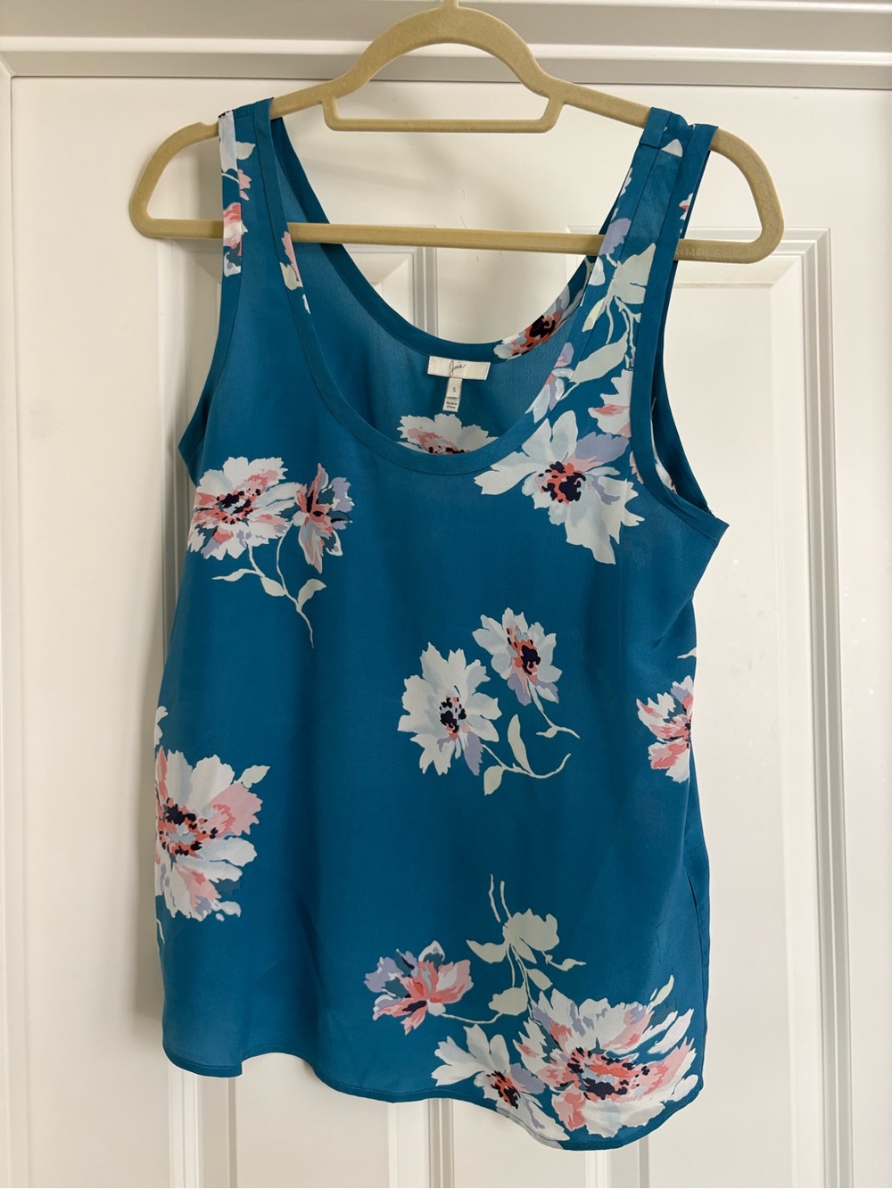 Joie Teal Blue 100% Silk Floral Sleeveless Tank Top. Size S